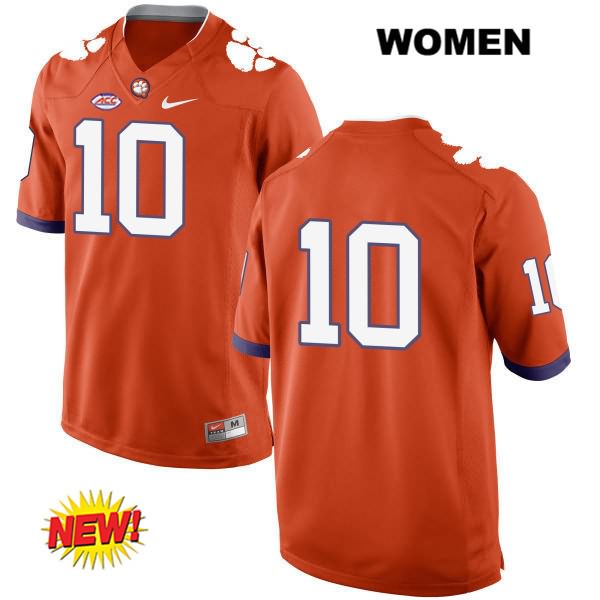 Women's Clemson Tigers #10 Tucker Israel Stitched Orange New Style Authentic Nike No Name NCAA College Football Jersey LAD4046IA